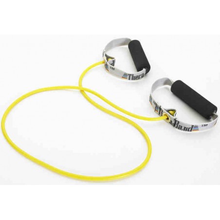 Tubing Thera Band 1,4 metra ze sztywnymi, gąbkowymi uchwytami – żółty (opór słaby)