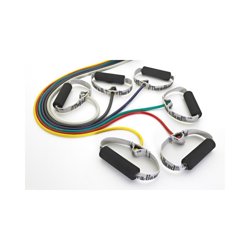 Tubing Thera Band 1,4 metra ze sztywnymi, gąbkowymi uchwytami – żółty (opór słaby)