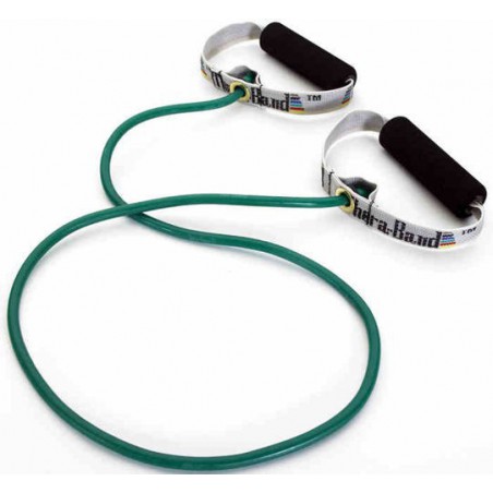  Tubing Thera Band 1,4 metra ze sztywnymi, gąbkowymi uchwytami – zielony (opór mocny)